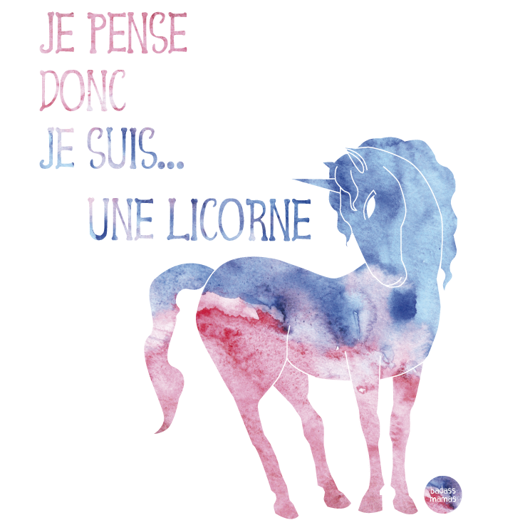tee shirt "Je pense donc je suis...une licorne"